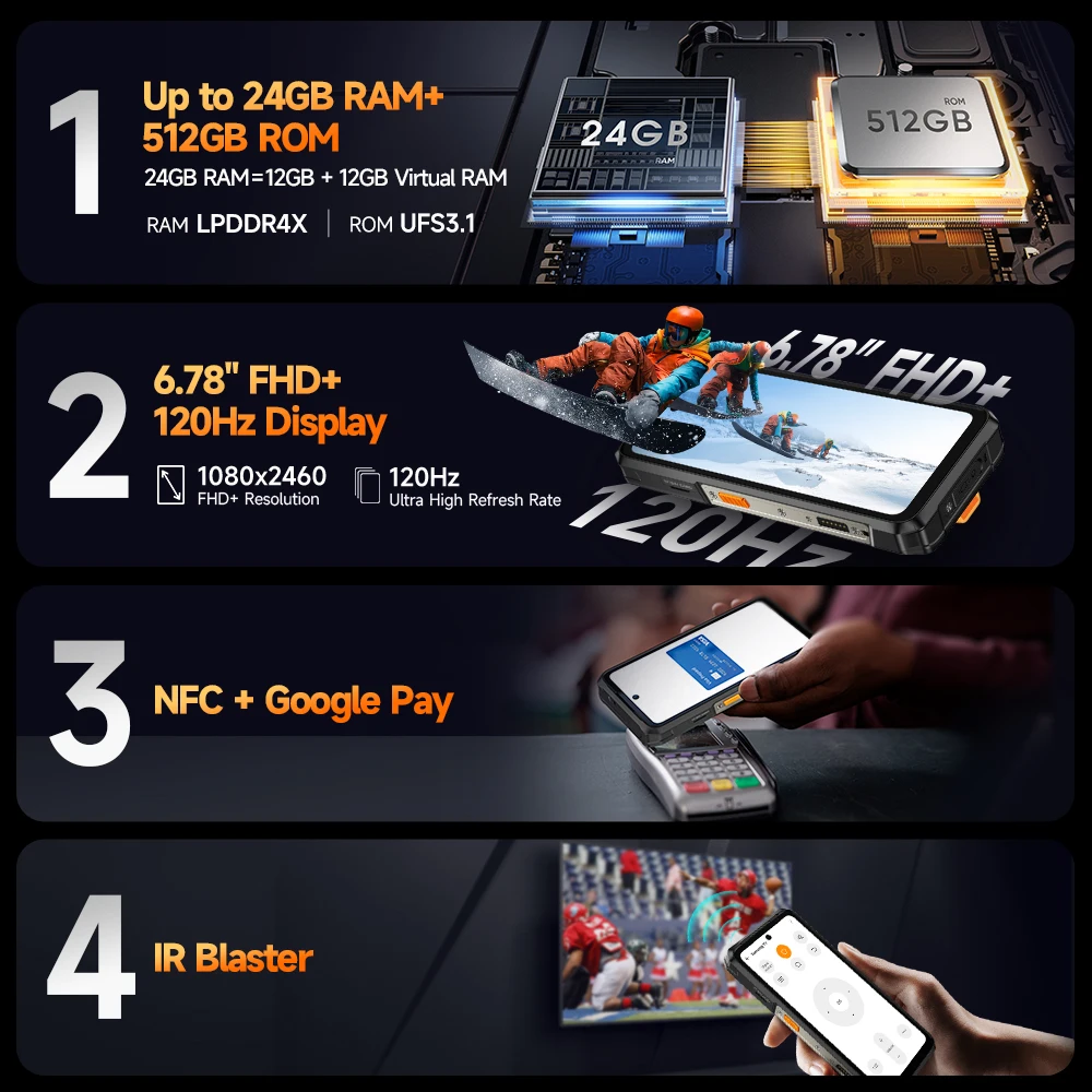 Фото Прочный водонепроницаемый смартфон Ulefone Armor 26 Ultra Walkie Talkie 5G, 120 Вт, 15600 мАч, 200 МП, NFC RAM, до 24 ГБ + ПЗУ, 512 ГБ №4