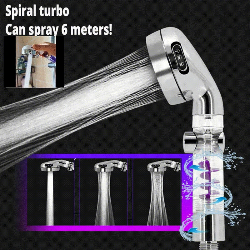 

High Quality Turbo Spa Shower Head With Switch On/Off Button Turbocharged 3 Modes High Pressure Nozzle Water Saving Shower head