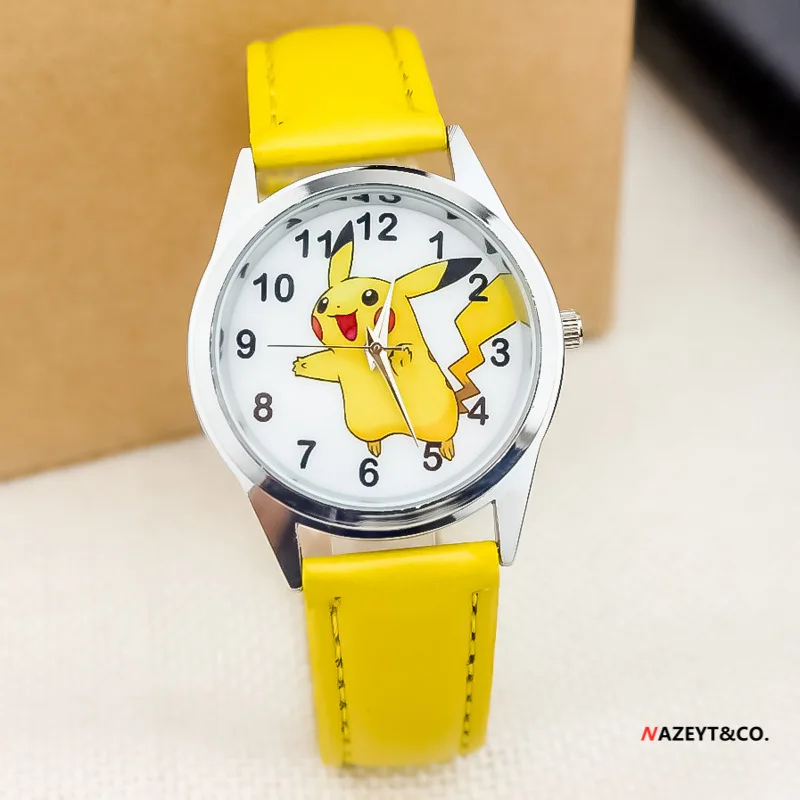 

Часы Детские с ремешком Pikachu, кварцевые электронные модные с аниме рисунком, подарок на день рождения