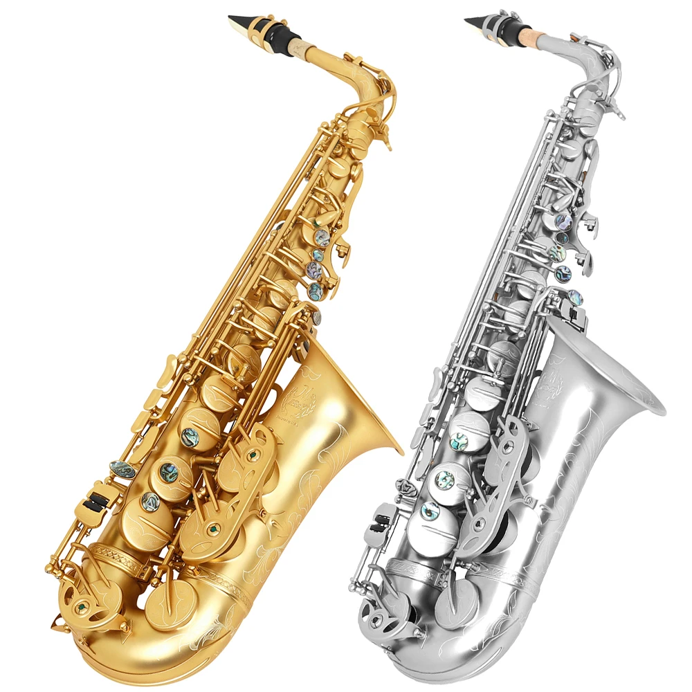 M MBAT Альт-саксофон Flat E Tone Латунная трубка Корпус Abalone Shell Кнопка Матовый саксофон