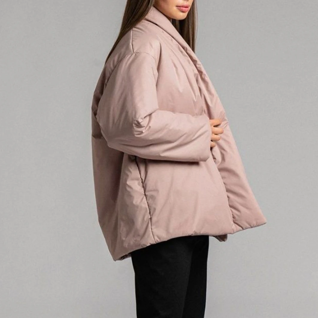Winter Coat for Women 2022 Thick Warm Parkas Coat Ladies Lace Up Cotton Jacket Female Elegant Casual Office Solid Loose Outwear 