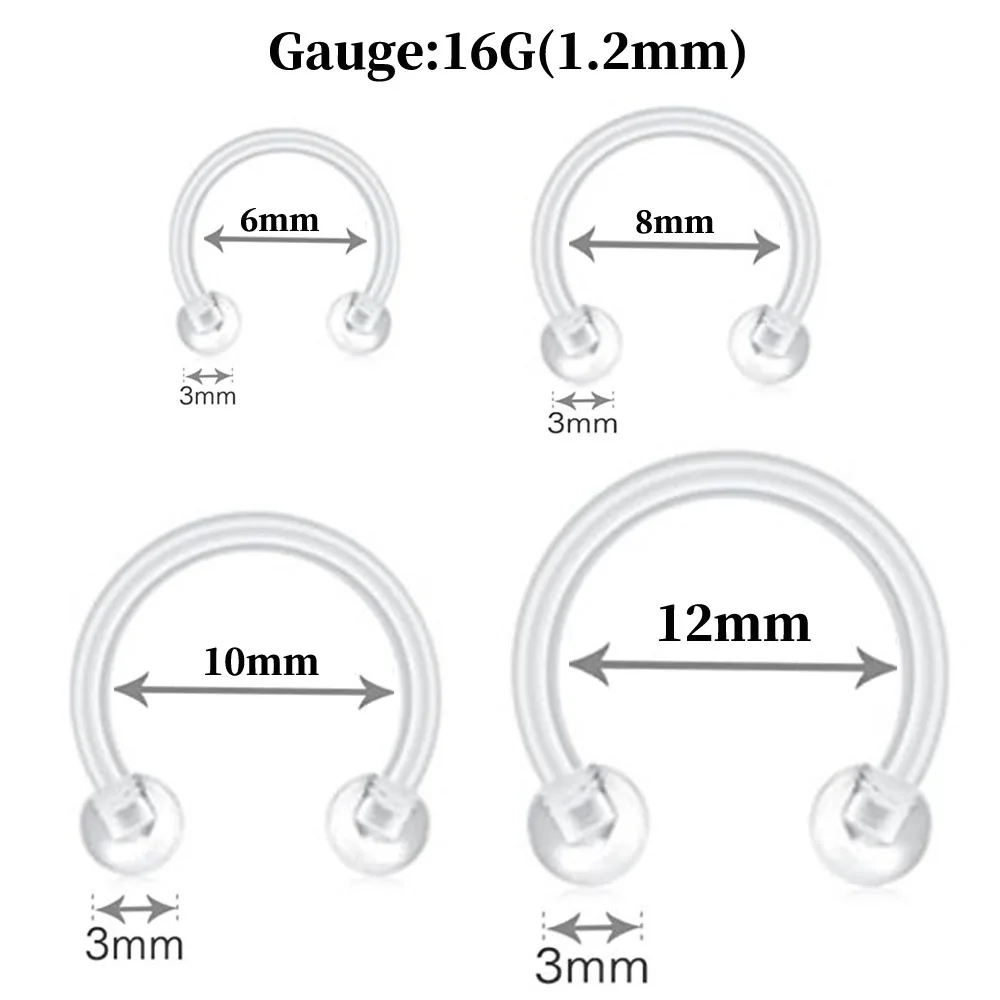 24 шт. серьги-подковы для пирсинга 16 г 6-12 мм