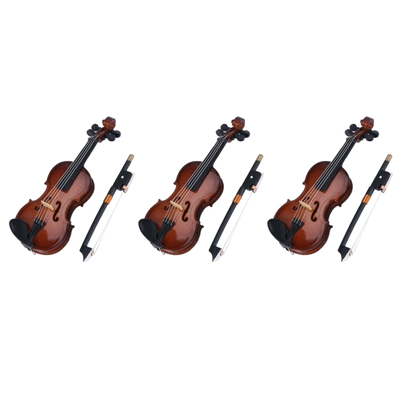 

3X Gifts Violin Music Instrument Miniature Replica With Case, 8X3cm