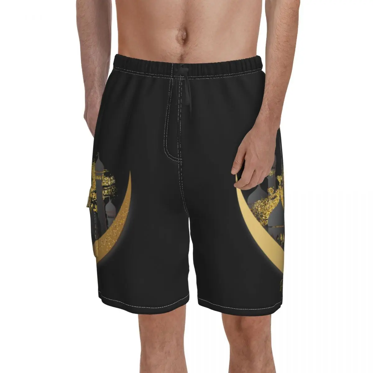 

Ramadan Kareem Board Shorts Celebration Of Holy Month Beach Short Pants Trenky Men's Cute Customs Swim Trunks Plus Size 2XL
