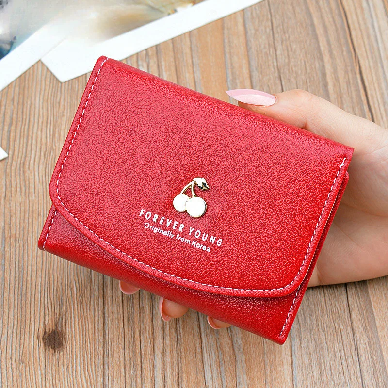 

Women's Wallets Money Small Casual Wallet Fashion Female Short Mini All-match Korean Students Purse Small Cherry Wallet 282