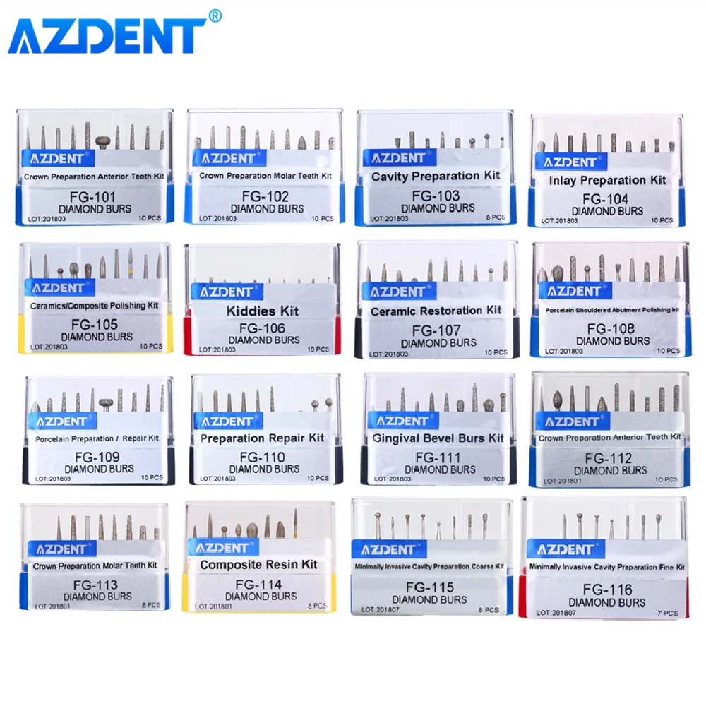 AZDENT Dental Diamond Bur FG Drills for High Speed Handpiece Polishing Whitening Tools Dental Burs for Teeth Whitening