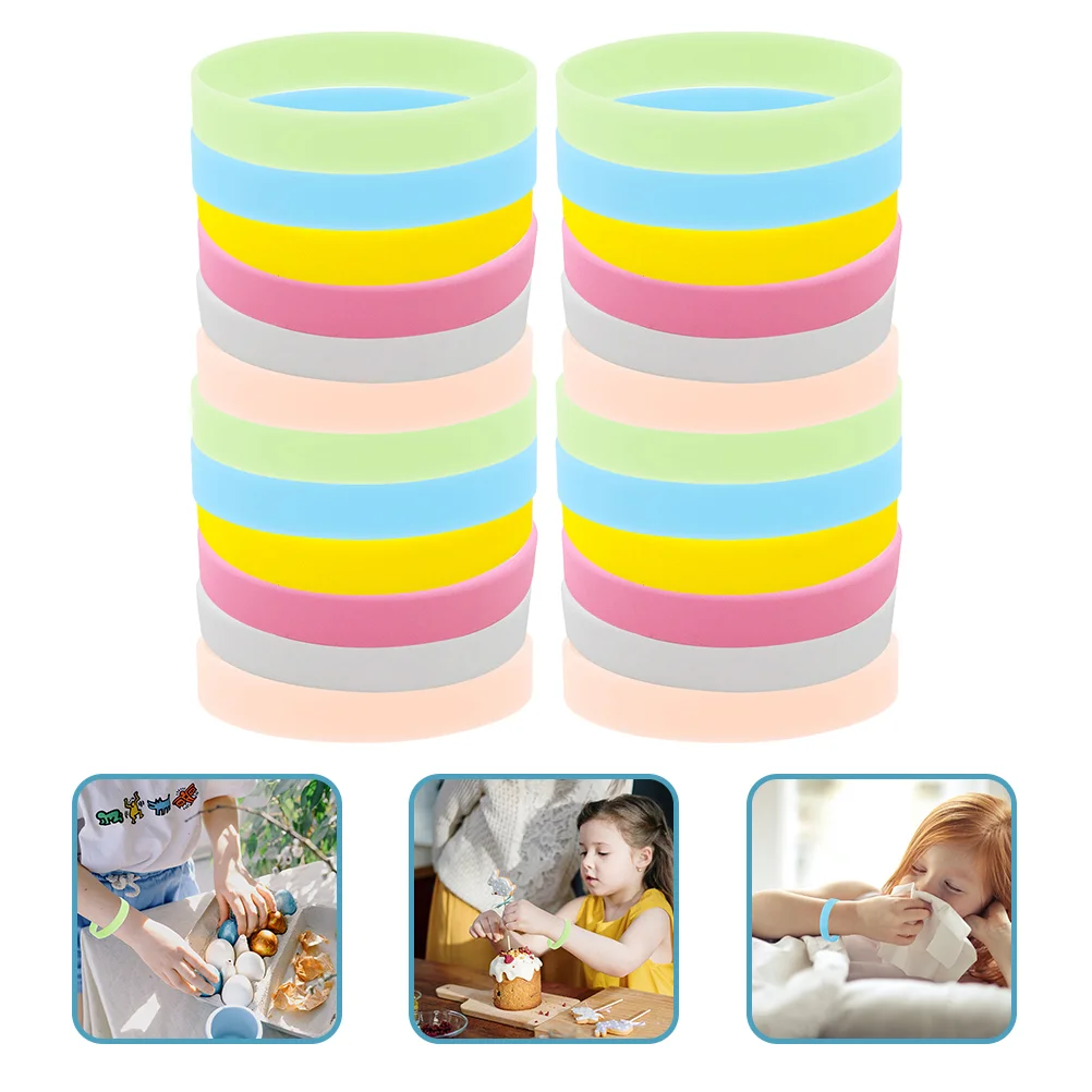 

24 Pcs Silicone Wristbands 80s Accessories Women Light Party Favors Glowing Bracelets Glossy Personalized Rave Rubber Miss