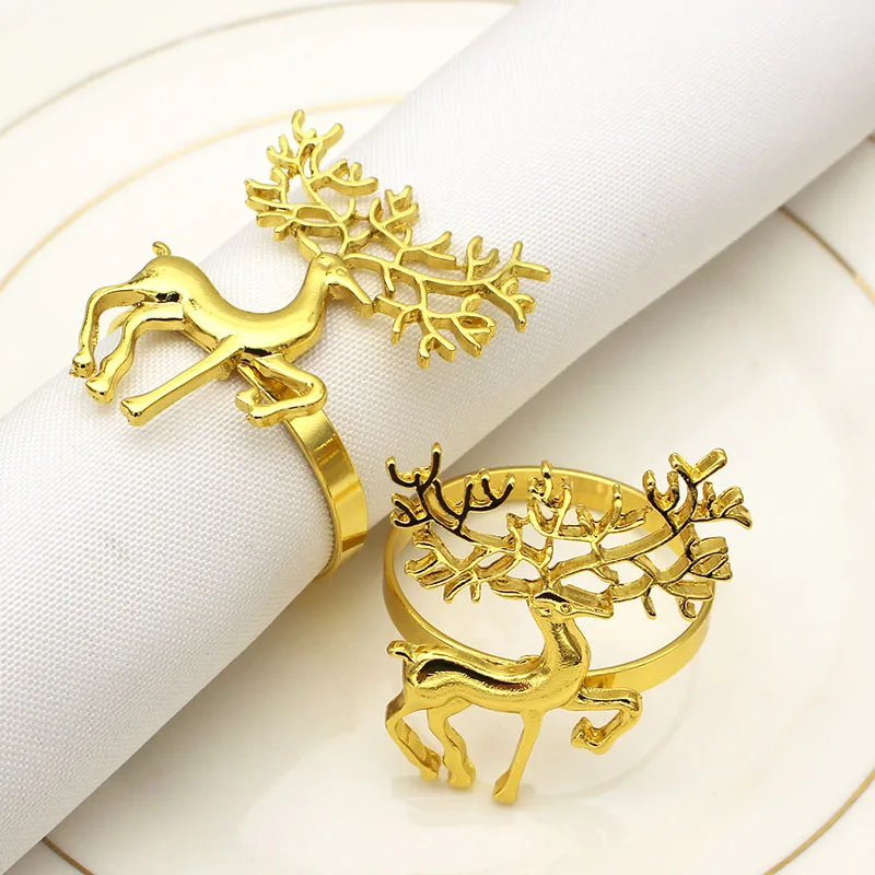 

6PC Christmas Napkin Ring Holders Xmas Table Dinner Decoration Metal Elk Various Christmas Styles Christmas Gifts Tableware