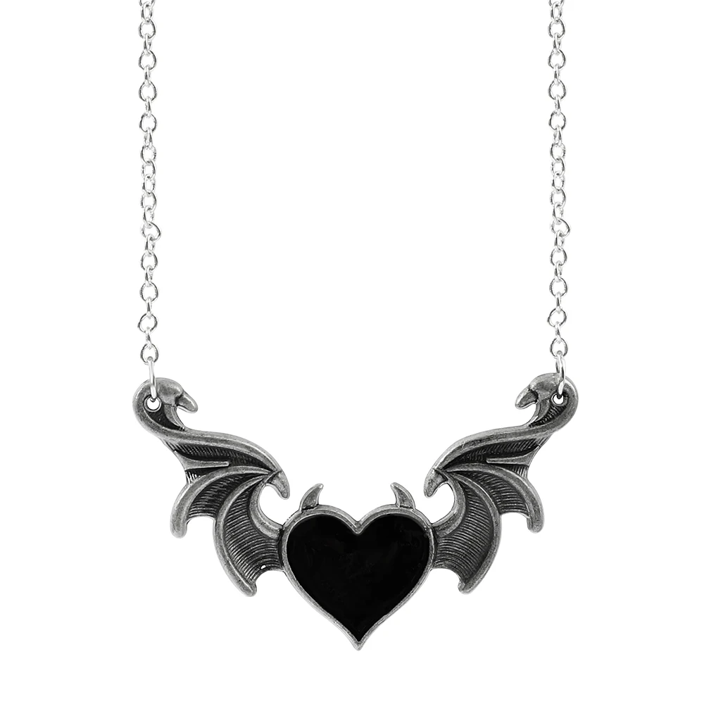 

Demon wings necklace Gothic retro punk hip hop metal pendant heart drop oil necklace