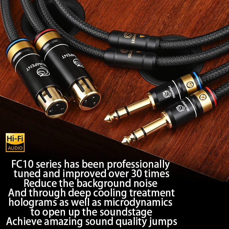 Фото Стереокабель ERUMPENT HIFI 6,35 мм со штекером TRS на штекер XLR со штекером 6,5 мм 1/4 дюйма со штекером XLR со сбалансированным кабелем для динамика микро... №5