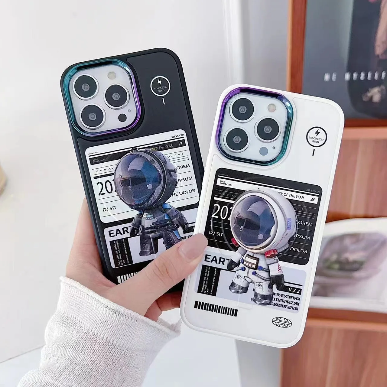

Cartoon Space Astronaut Case For iPhone 13 12 11 Pro Max 12 13 pro Cute Creative Wireless charging Magsafe Phone Cover