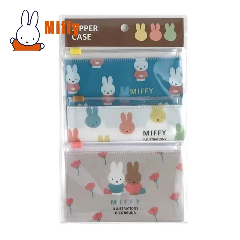 Фото Прозрачный чехол-косметичка Kawaii Miffy с молнией, милый кролик, органайзер для макияжа из ПВХ, прозрачный кошелек для монет, водонепроницаемый пенал для ручек и карандашей, подарок №3