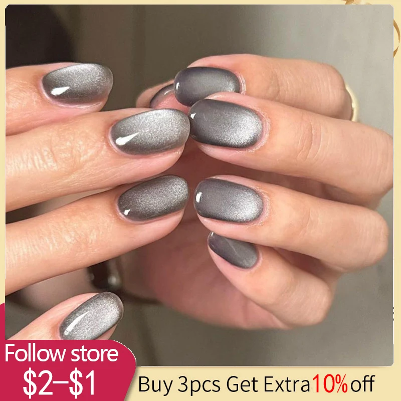

24pcs Square False Nails Simple Gradient French Glitter Fake Nails Full Cover Detachable Nail Tips Press On Nails With Glue
