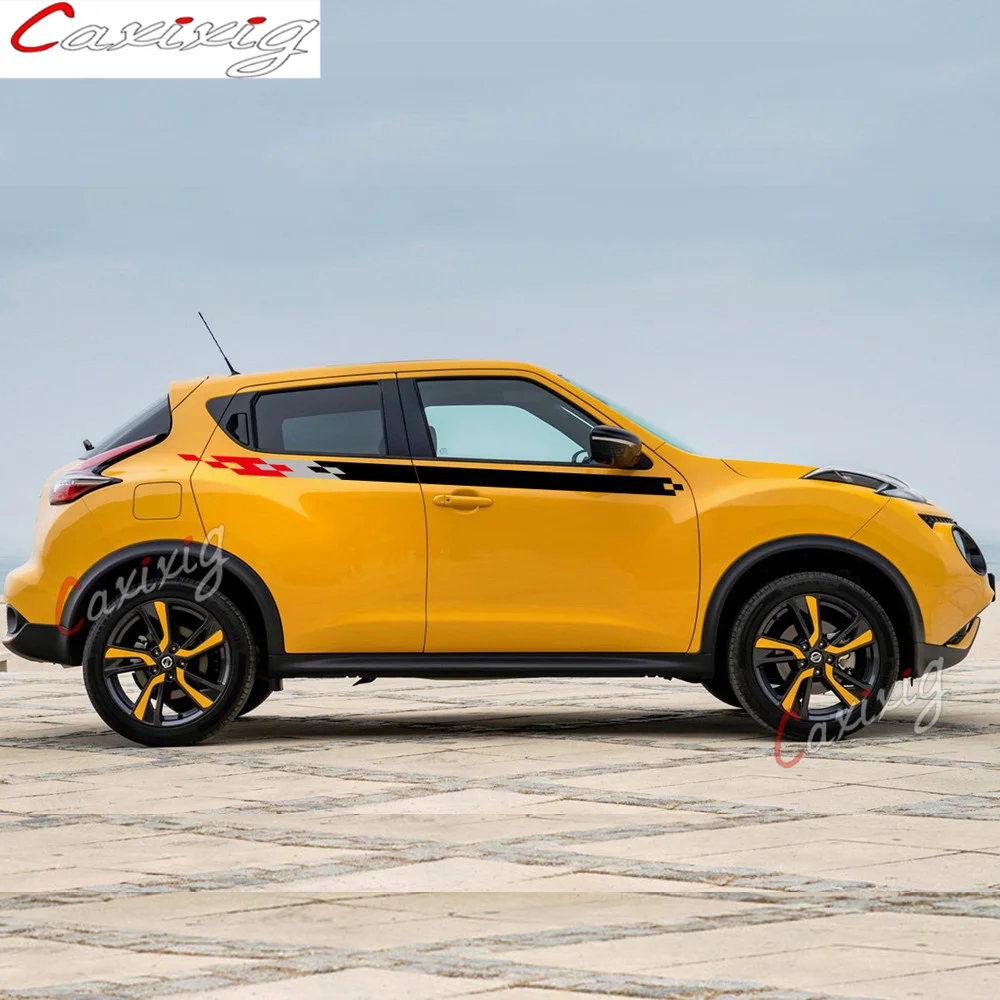

For Nissan Juke Nismo Racing Lattice Stripes Car Waist Lines Sticker Auto Body Door Side Decor Vinyl Decals Auto Accessories