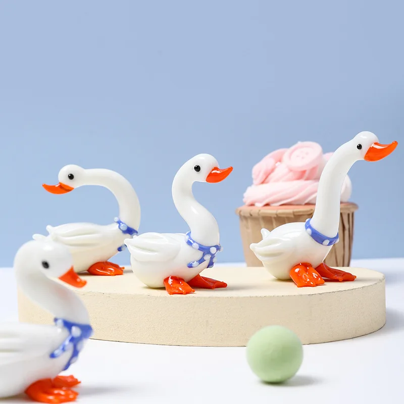 

New White Swan Hand-made Glass Ornaments Desktop Ornaments Creative Home Cute Animal Decoration Crafts Home Accessories