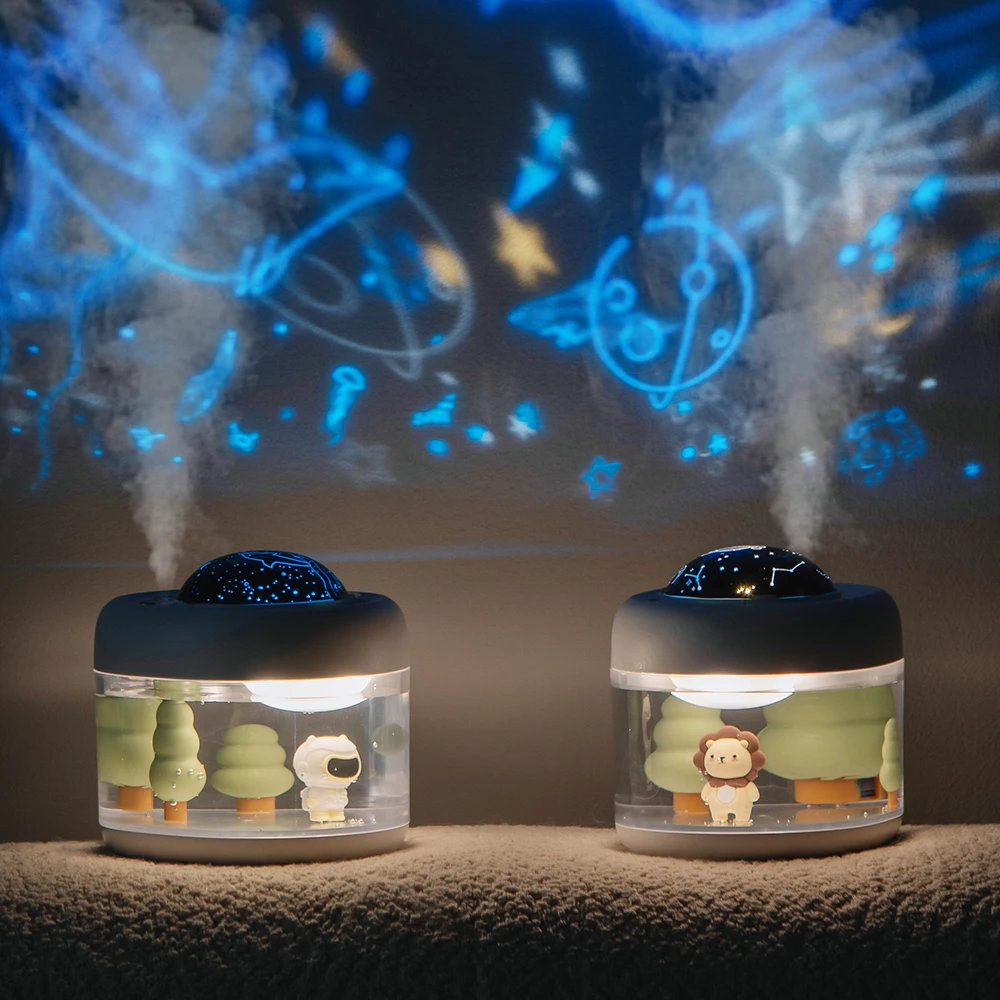 

USB Projection Lamp Wireless Air Humidifier Portbale 2000mAh Battery Rechargeable Projector Umidificador Aroma Humidificador
