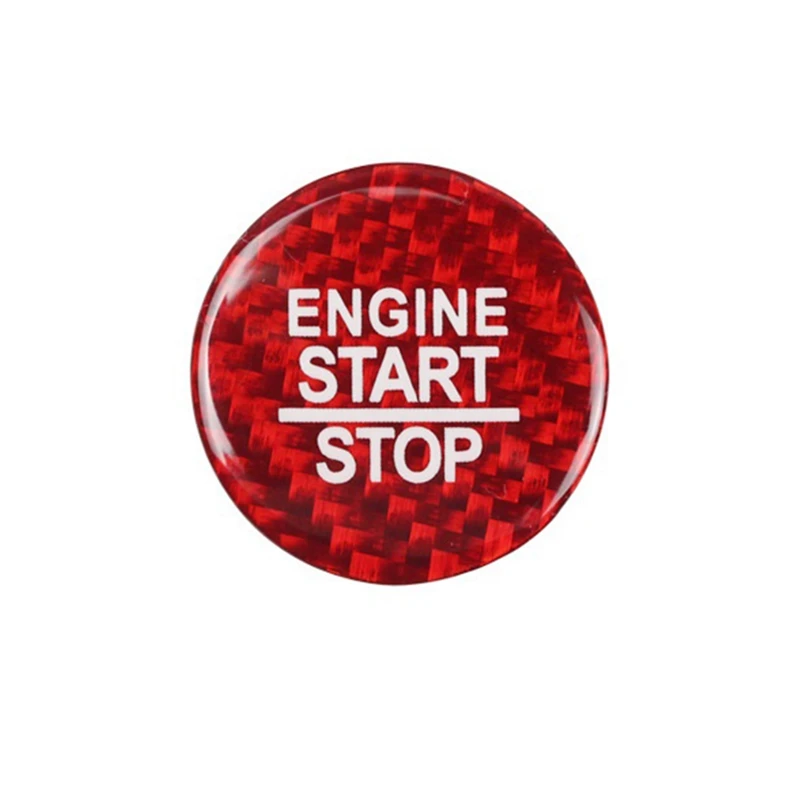 Carbon Fiber Car Engine Start Stop Button Cap Trim Cover for Dodge Challenger Srt ,Red carbon fiber pattern
