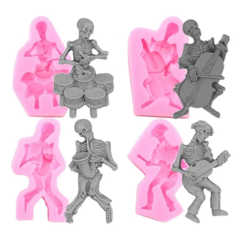 

3D Скелет Череп торт Силиконовая форма Хэллоуин помадка торт украшение формы