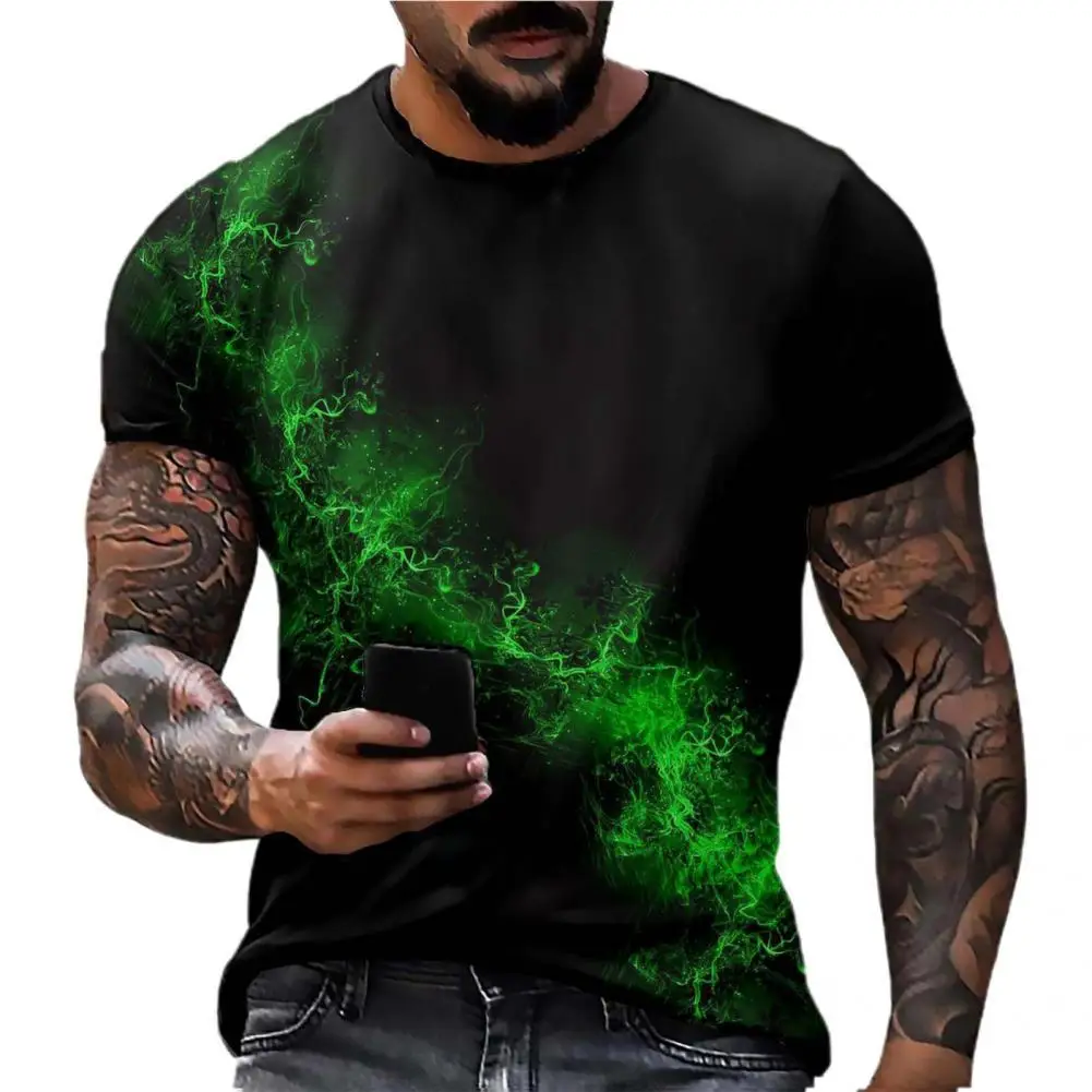 

Great Summer Shirt Round Necks Breathable Men Shirt Wear-resistant Summer Shirt