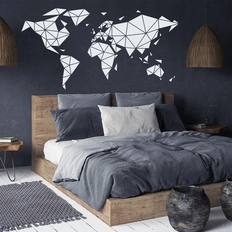 Креативные настенные наклейки "Геометрическая карта мира" для дома, офиса, дизайна интерьера гостиной, спальни - AA44.