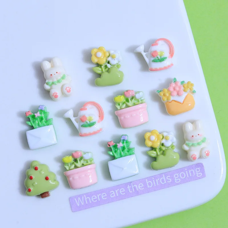 Мини-кролик садовый кабошон из смолы с плоской задней частью для скрапбукинга