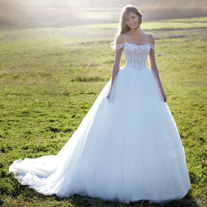 

2022 Aviana Pastrol Lace Court Train Wedding Dress For Women Backless Off The Shoulder Bridal Gown Robe De Mariée Custom Made