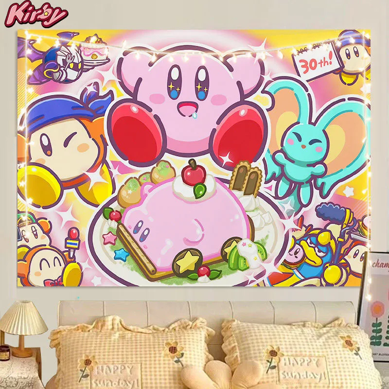 

Kirby Background Cloth Ins Kawai Cartoon Hanging Cloth Photo Studio Instagram Still Life Shooting Animation Cute Cozy Tapestry