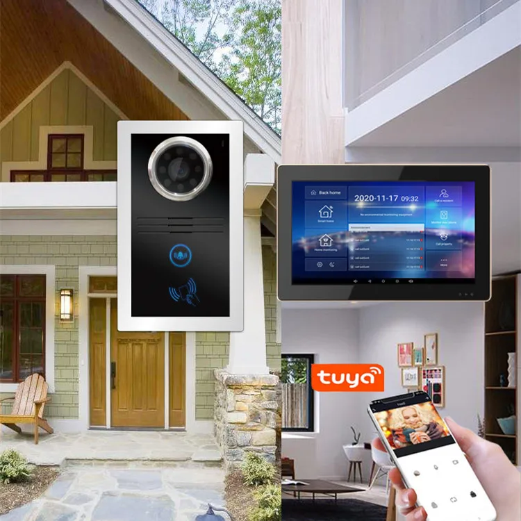 Tuya Smart IP Monitor with Wired Bell Intercom Waterproof Visiophone Interphone Video Door Phone Doorbell Intercom System