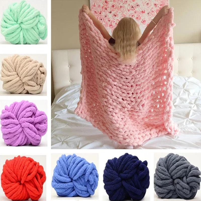

27m Super Soft Bulky Thick Plush Velvet Chenille Wool Baby Warm Knitting Cotton Crochet Yarn DIY Blanket Scarfs пряжадлявязания