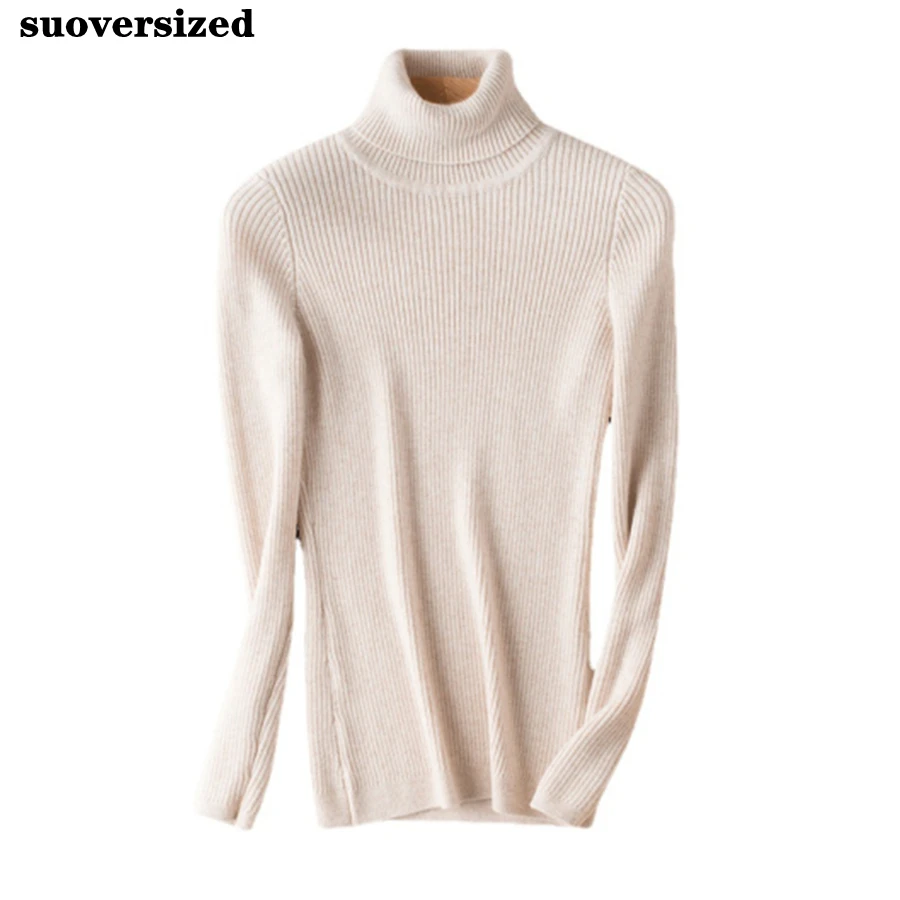 

Осенне-зимний базовый Однотонный свитер с воротником «хомут», Женский Теплый облегающий пуловер, вязаные Джемперы, облегающий джемпер в по...