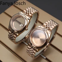 36mm 40mm rose gold case watchband mens watch strap parts sapphire crystal for seiko nh35 nh36 miyota 8215 movement 28 5mm dial