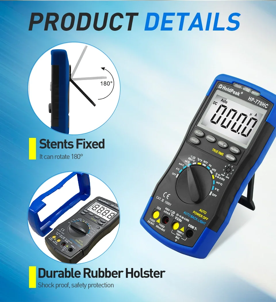 004 HoldPeak HP-770HC 6000-значный цифровой мультиметр с автоматическим диапазоном и