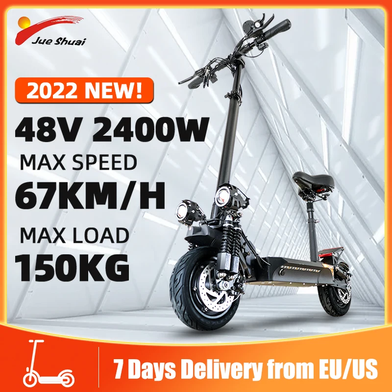 

70KM Commuting Electric Scooter Dual Motor 2400w 67KM/H Speed Powerful E Scooter with Seat Foldable Scooter Elecric EU USA Stock