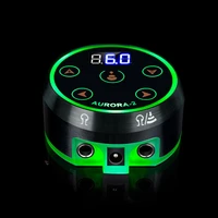 mini aurora lcd tattoo pen power green color voltage with coil adapter and rotary tattoo gun