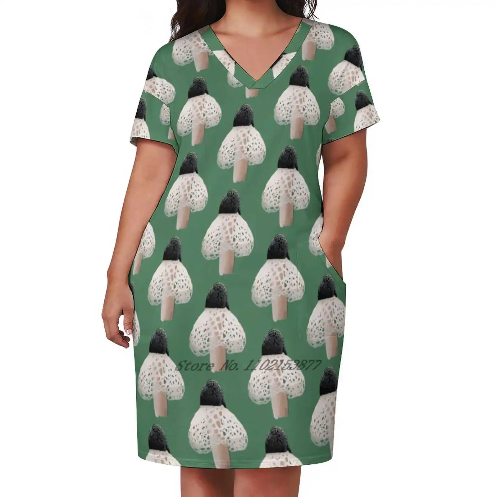 Свободное карманное платье с бамбуковым грибком женские платья принтом разных