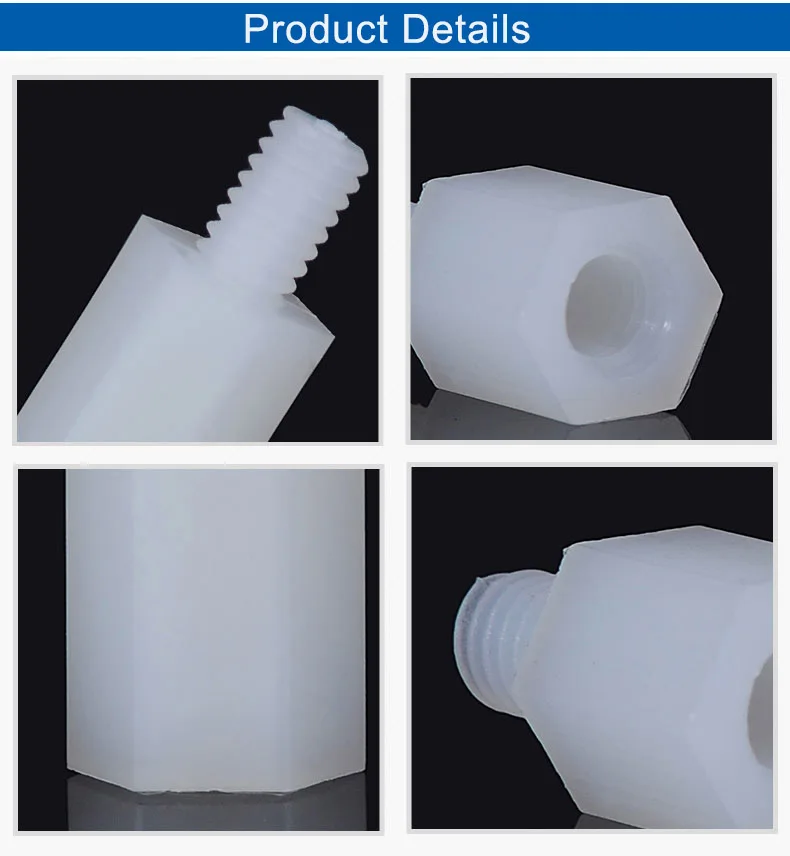 M3x6 мм белый нейлон шестигранная мужская и женская стойка с резьбой крепление на