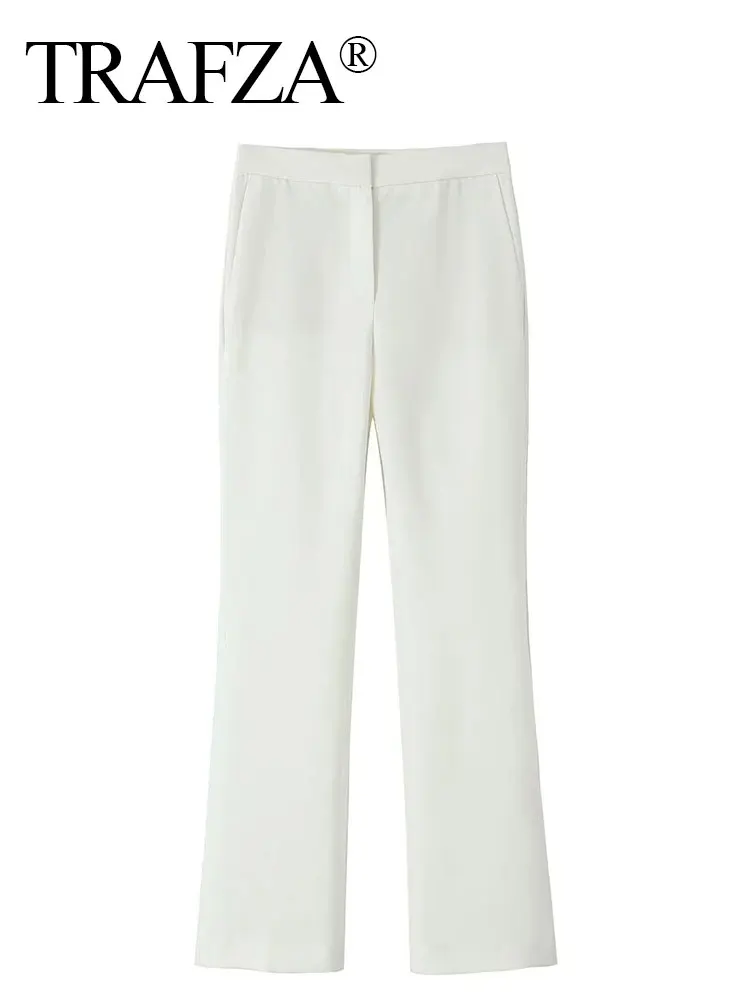 

TRAFZA Pants For Women Fashion Trend Thin White High Waistline Loose Pant Woman Casual Comfortable Streetwear Female Trousers