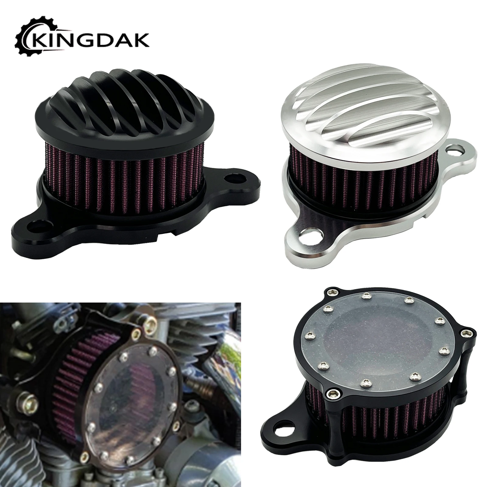 

Filtro de admisión de filtro de aire para motocicleta, pequeño transparente de aluminio para Harley Sportster XL883 1200 Iron 883 72 Forty-Eigh 1991-UP