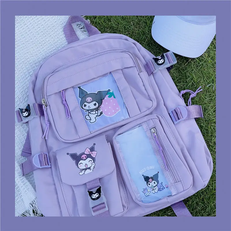 

Sanrio Kuromi Backpacks Sanrioed Accessories Japanese Student Schoolbag Backpack Large Capacity Mochila school Supplies for Kids