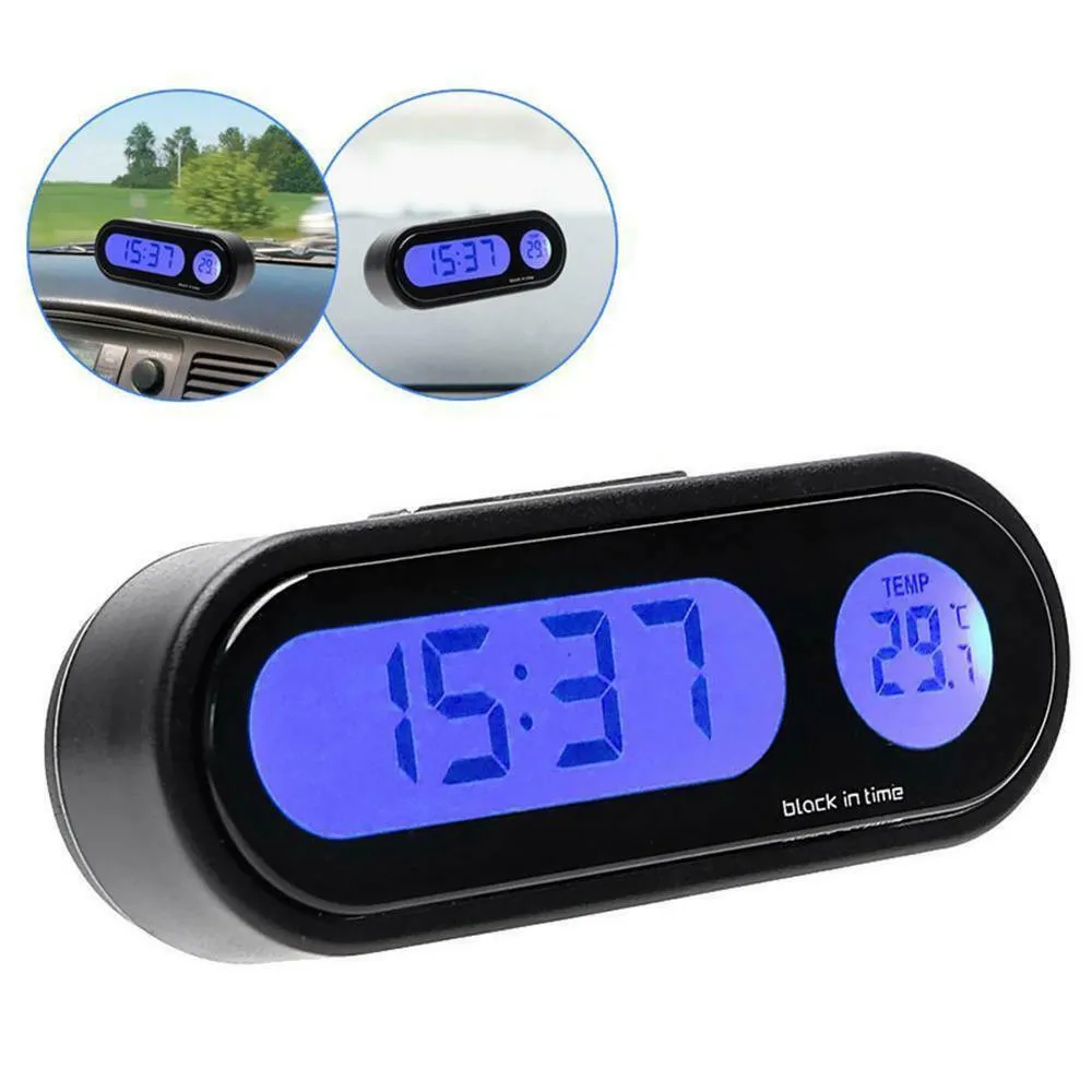 

Car Digital Clock Temperature Display Electronic Clock Auto Electronic Clock Backlight LCD Thermometer In The Car Blue Led Clock