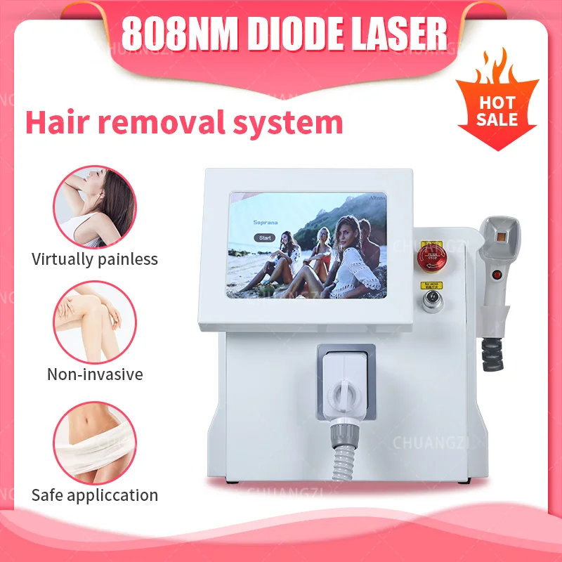 

Painless 808 Diode La-ser Hair Removal Machine 3 Wavelengths 755/808/1064nm Women Epilator For Salon CE Certify