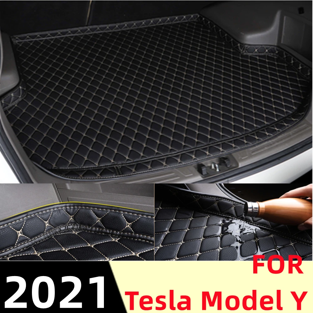 

Автомобильный коврик для багажника Tesla Model Y 2021, для любой погоды, XPE, высокая боковая Задняя накладка для груза, коврик, подкладка для багажни...