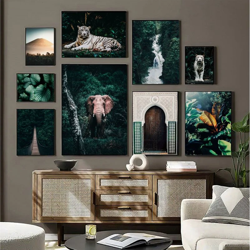 Зеленые джунгли тропические фотообои и принты Природный Пейзаж Плакат Белый