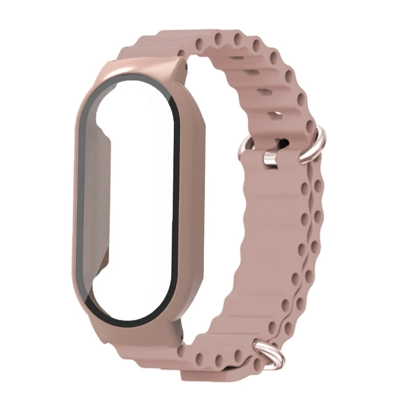 

D0UA Silicone Strap Waterproof Bracelet+Case Compatible for Mi-Band 7 Smartwatch Fashionable Band Belt Anti-scratch Wristband