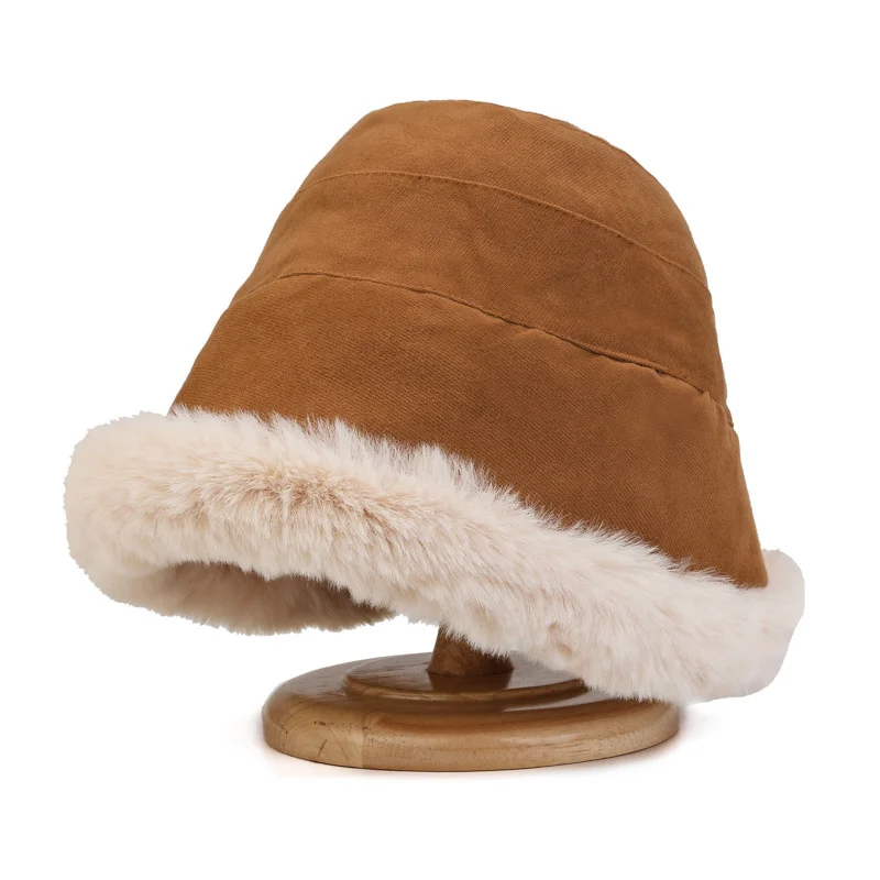 

Autumn Winter Thickened Plush Warm Fisherman Hat Women's Cold And Windproof Ear Protection Basin Hat Curled Mongolian Hat