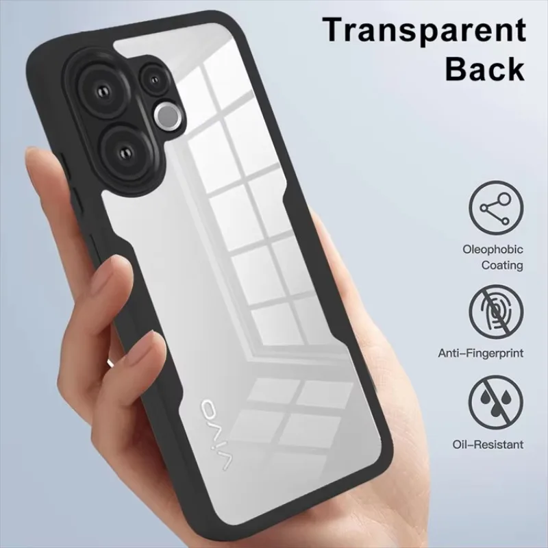 Фото Двухслойный прозрачный чехол для VIVO X300 Pro V60 Lite Y76S Y75 Y55 Y20 Y31 Y04 Y29s U5 Z6, акрил + TPU, 360-градусная защита от ударов №4