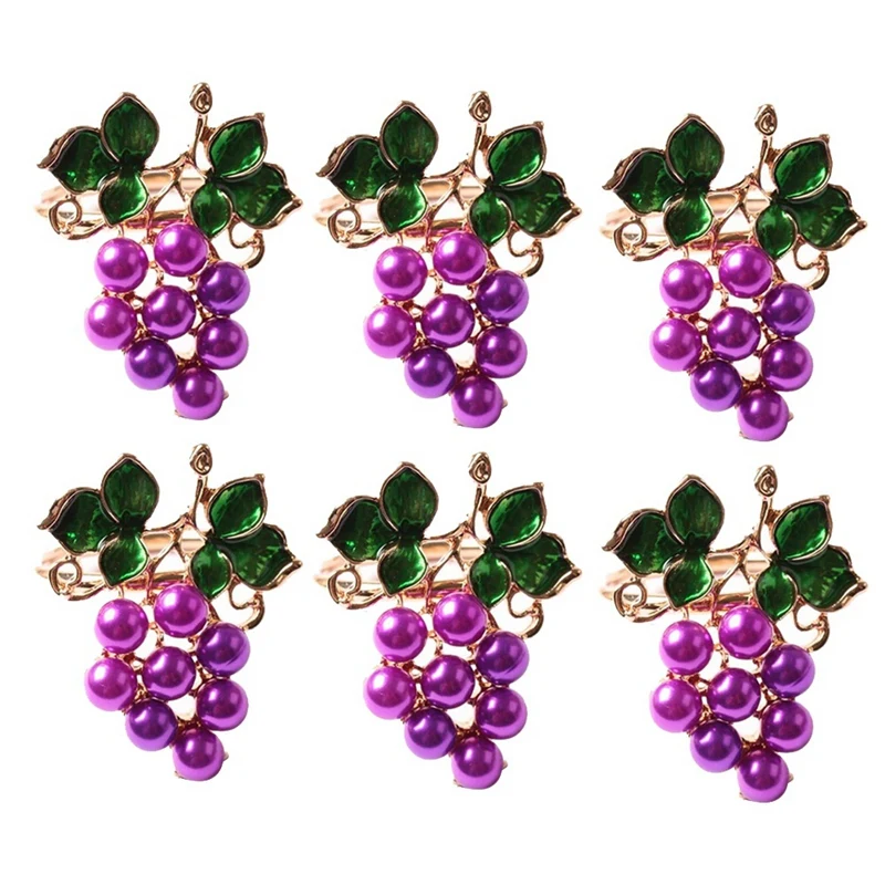 

6PCS Western Food Fruit Napkin Buckle Grape Napkin Ring Napkin Holder Metal Mouth Cloth Ring Tableware