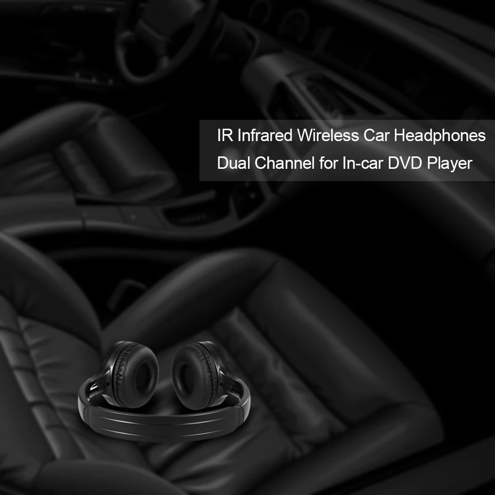 

2Pack IR Wireless Headphones for Car DVD Player Headrest Video,On-Ear Infrared Headphones Headset Universal (Black)