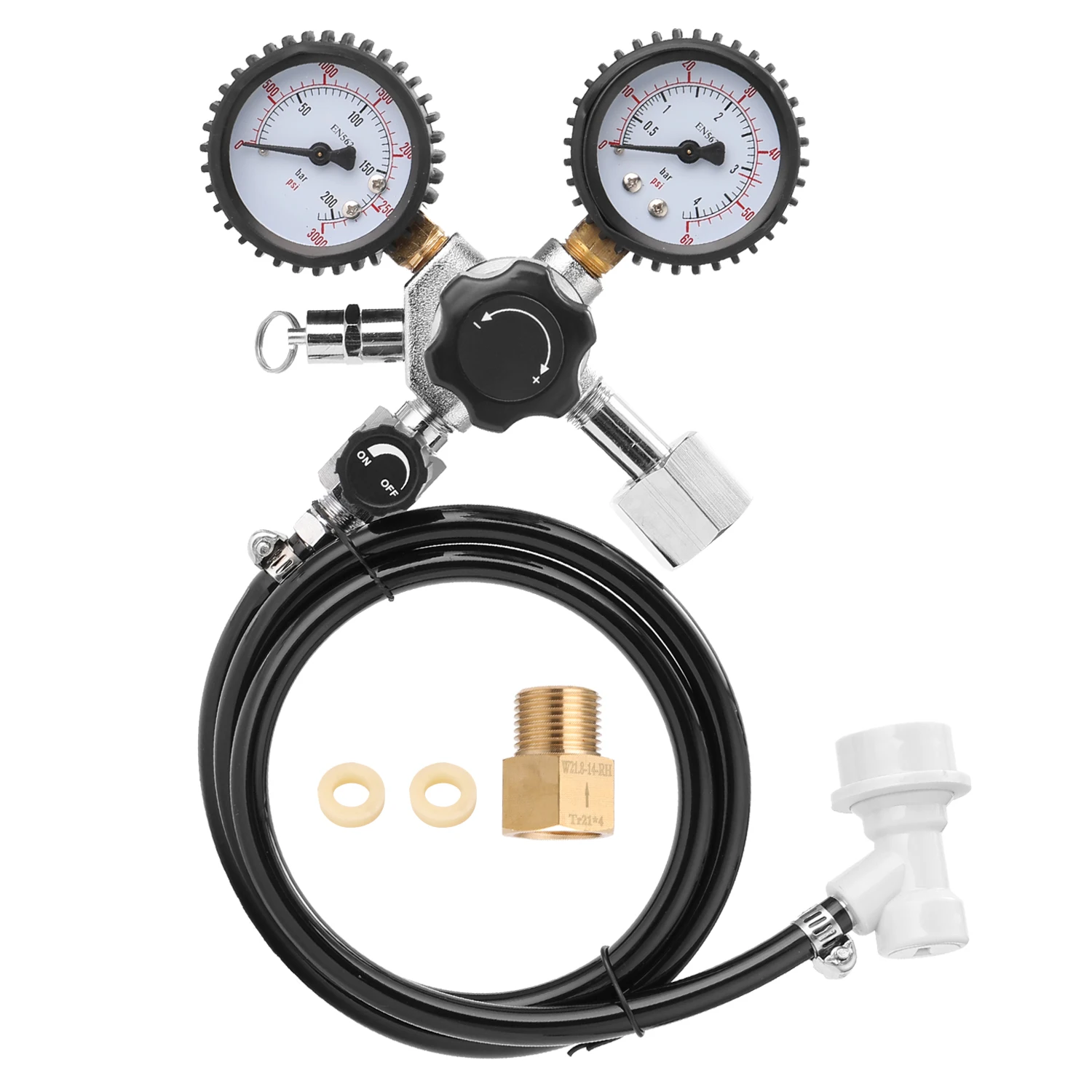 

Portable Double Gauge Beer CO2 Pressure Relief Valve Safety Keg Buck Regulator 0-3000 PSI Tanks Pressure Gauge