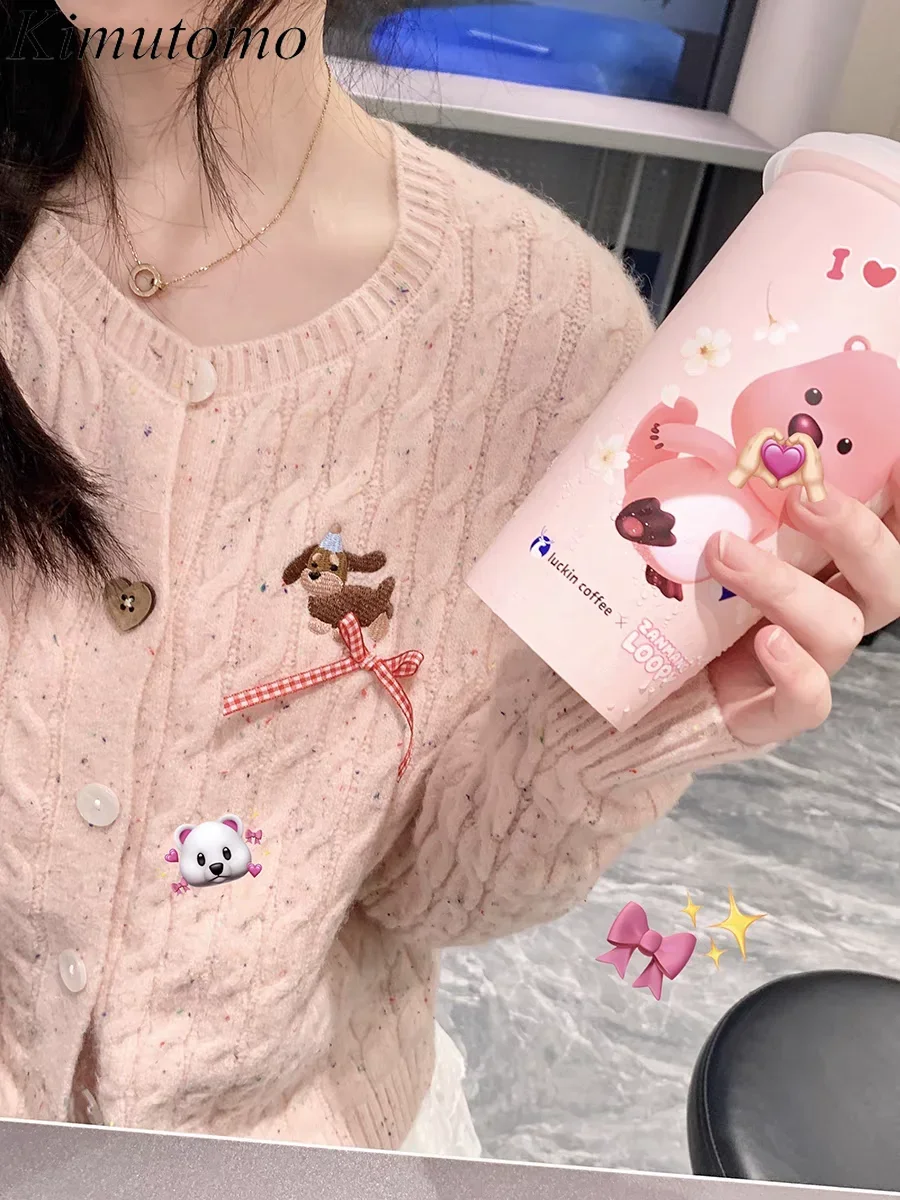 Kimutomo вязаный кардиган в горошек с конопляным узором женские свободные кардиганы